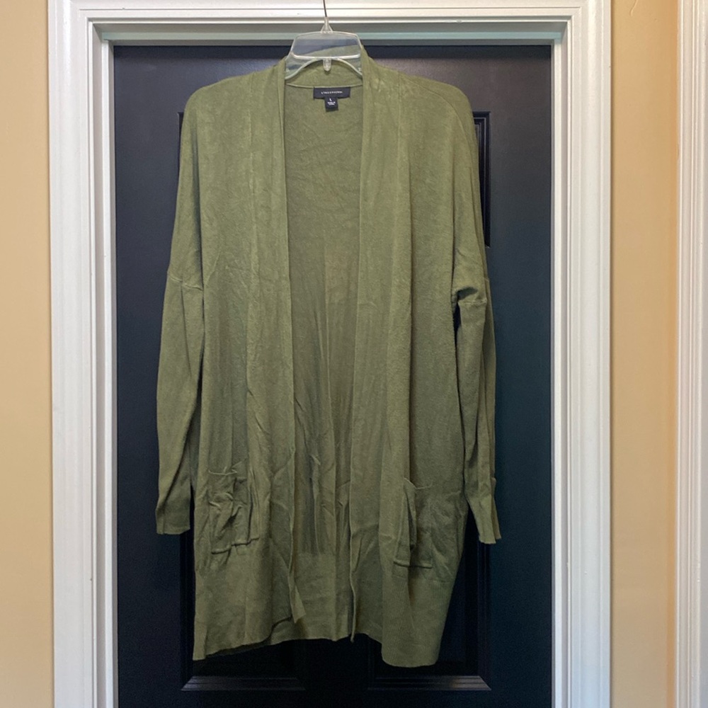 Atmosphere olive green cardigan duster size L